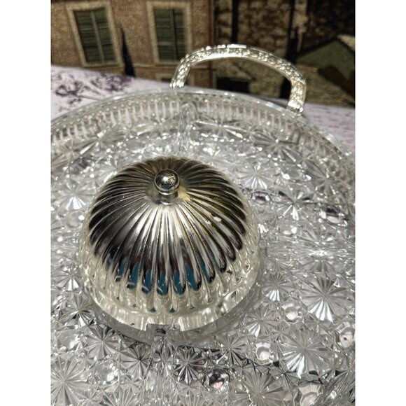 Vintage Silver-Plated Glass Relish Tray With Lid & Handles - Picture 11 of 13